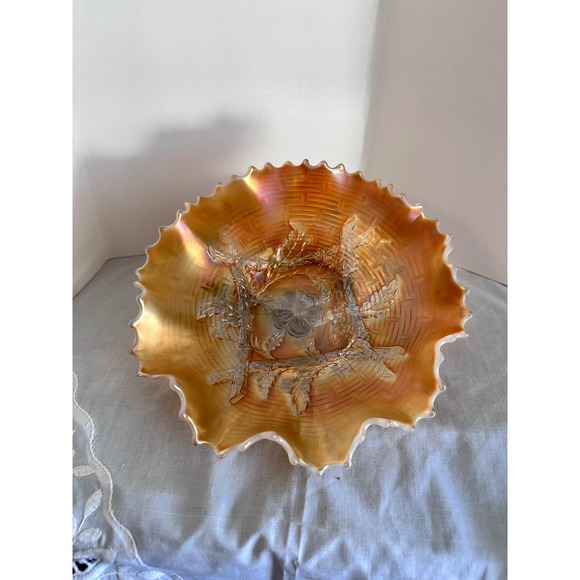 Duggan Other - Duggan Apple Blossom‎ Carnival Pearlescent Ruffled edge Basketweave Iridescent